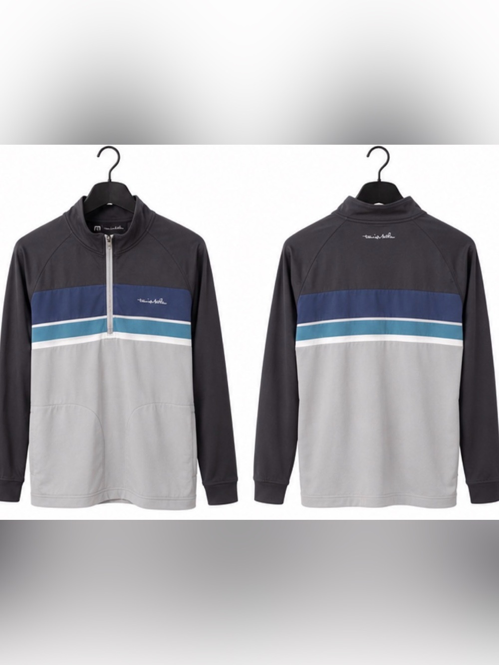 Men's Colorblock Quarter-Zip Pullover Jacket - Gray/Blue - Picture 5 of 5